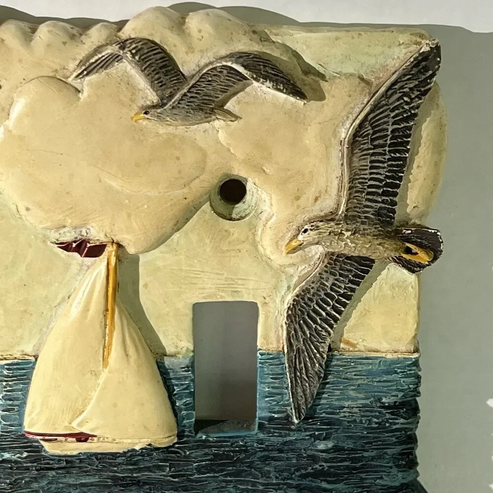 Lighthouse Ocean Seagulls & Sailboat 3D Double Light Switch Plate 5